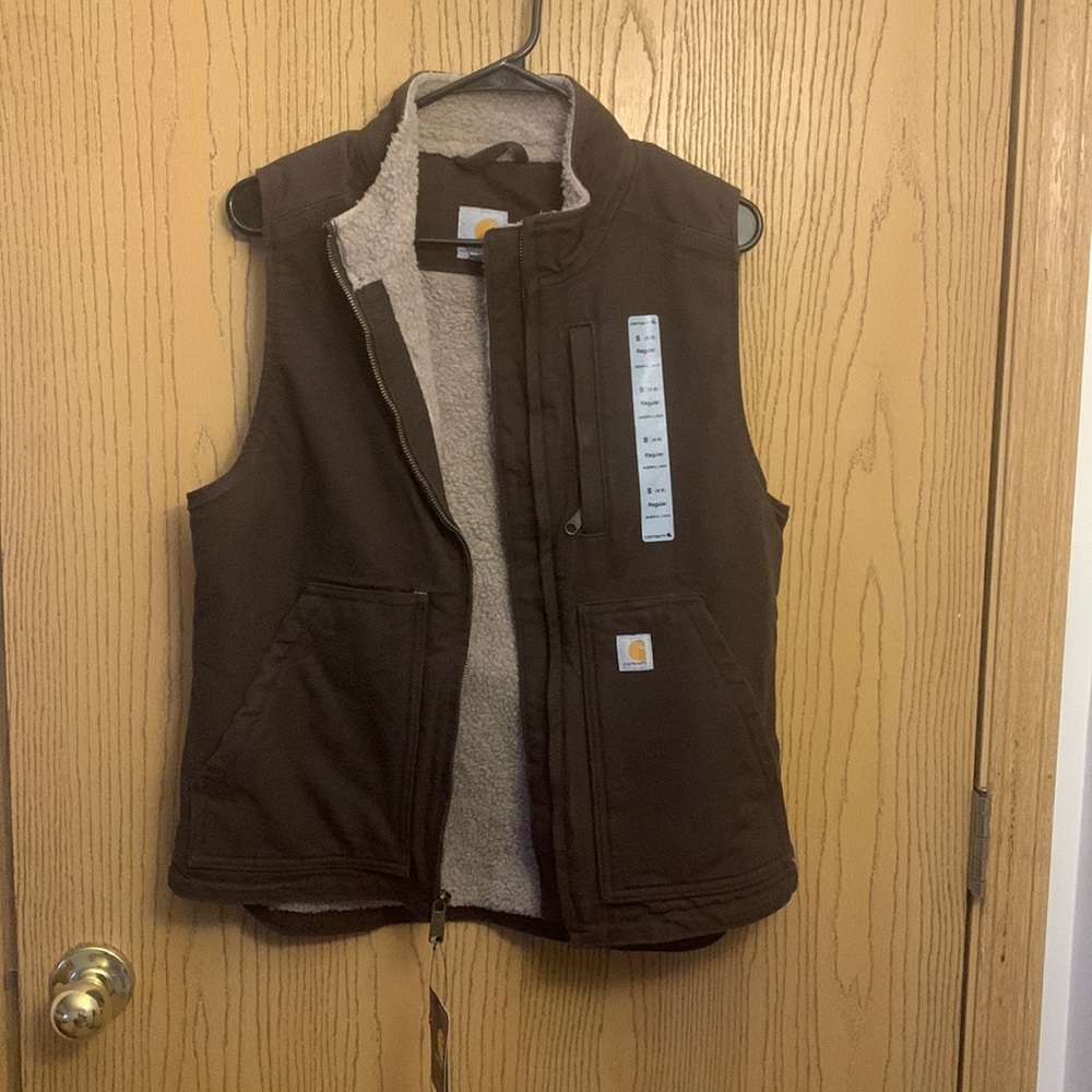 dark brown women’s carhartt vest